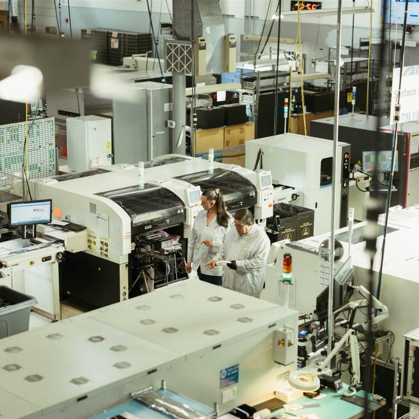 Surface-mount assembly lines on the Milwaukee Electronics production floor